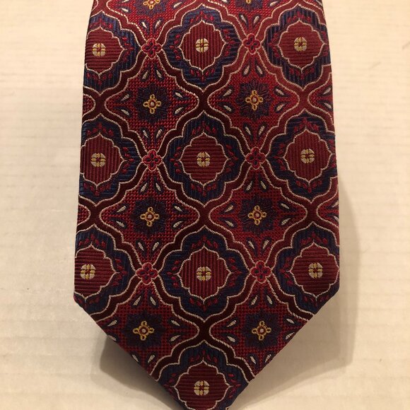 SANTORELLI men's new dark red 100%silk tie3 3/8" X 60 1/2"